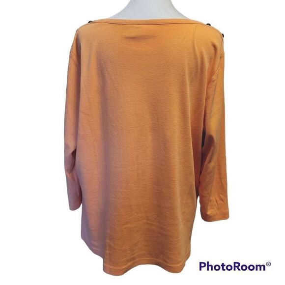 Chico's Size 3 (XL) Peach Long Sleeve T-Shirt - Picture 3 of 6